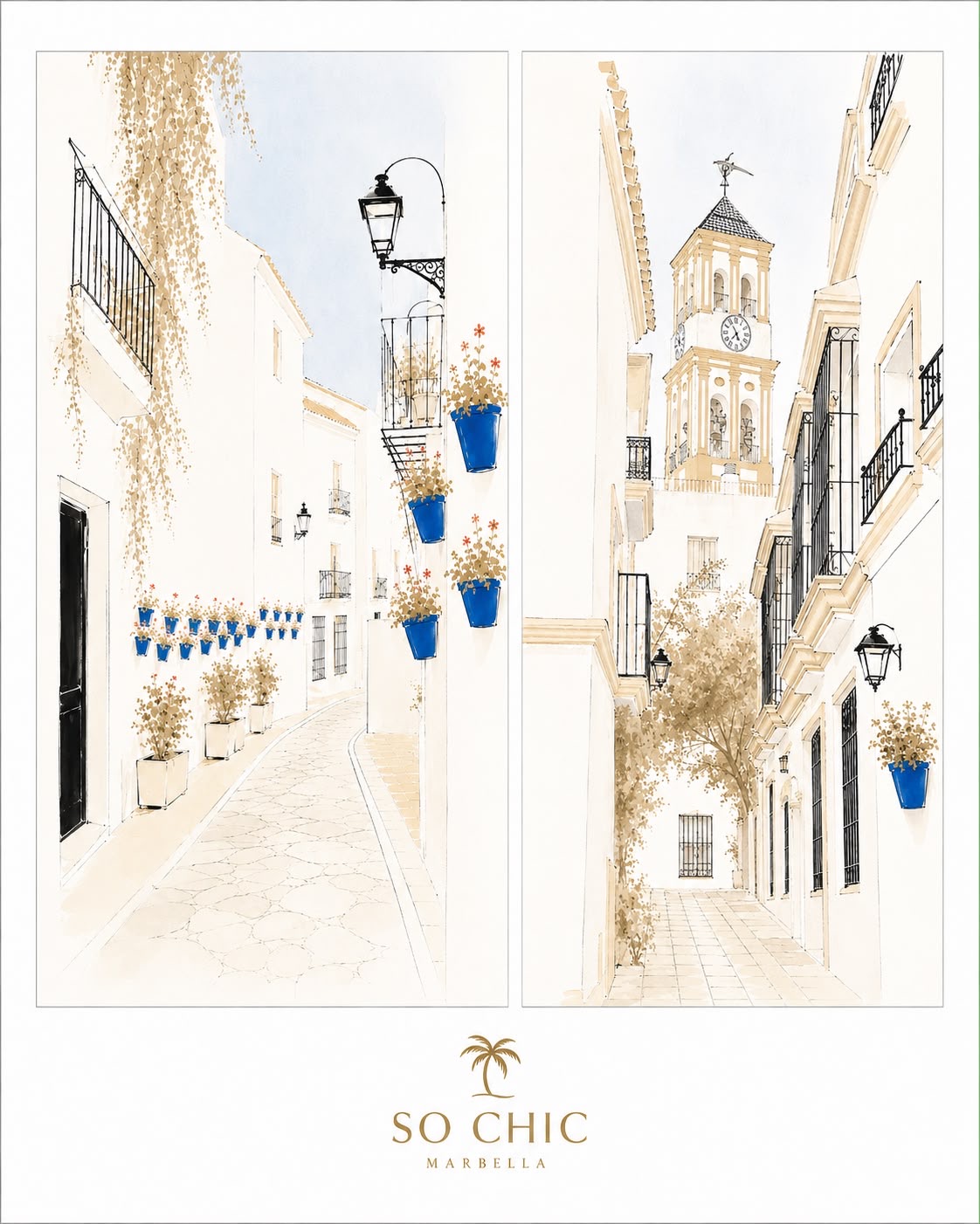 Old Town, Two Views — So Chic Marbella Art Series